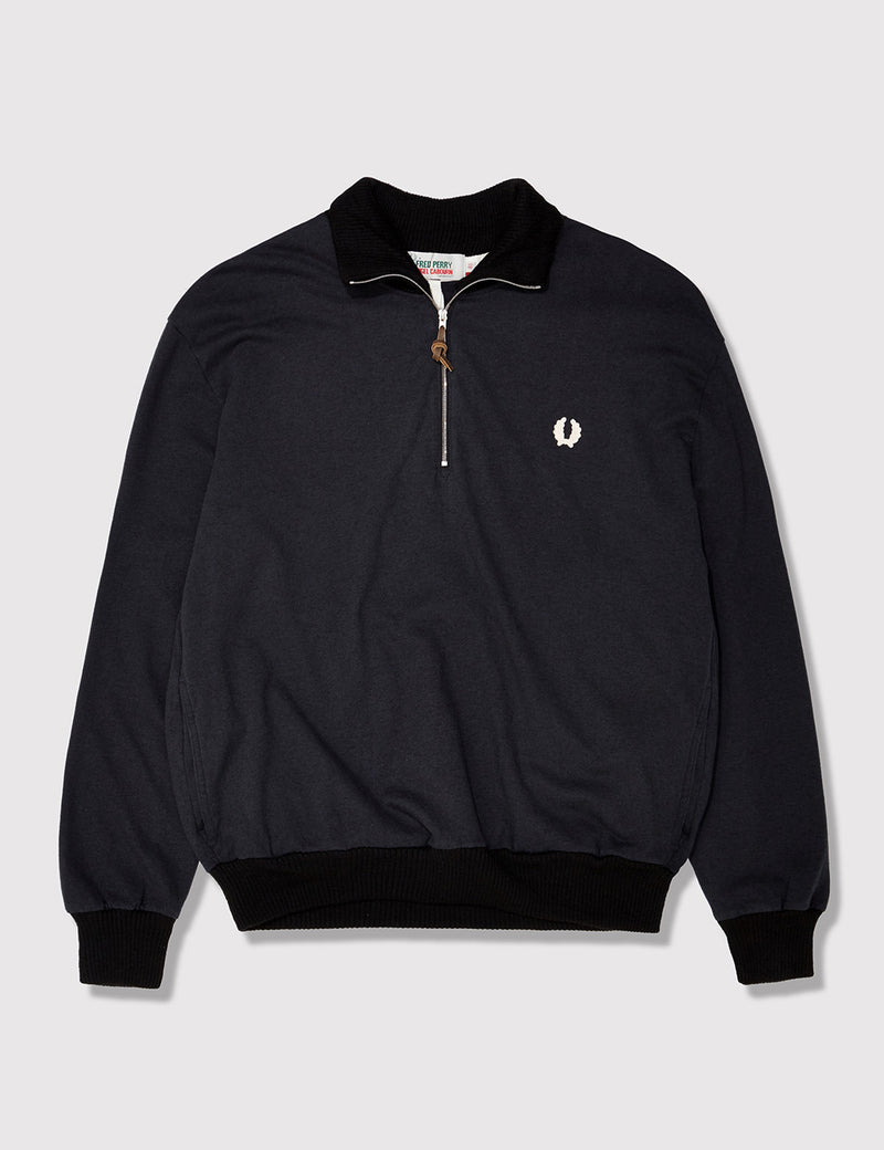 Fred Perry x Nigel Cabourn Training Half Zip Sweat - Black Navy