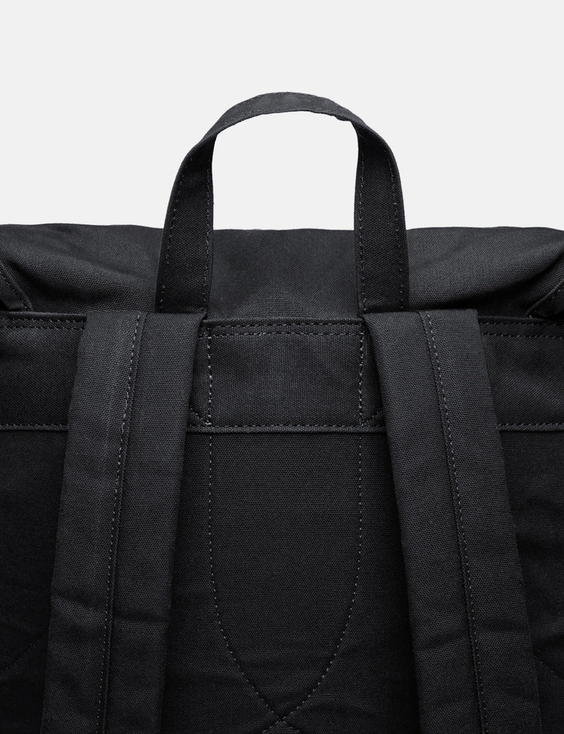 Sandqvist Roald Ground Backpack (Canvas) - Black/Natural Leather