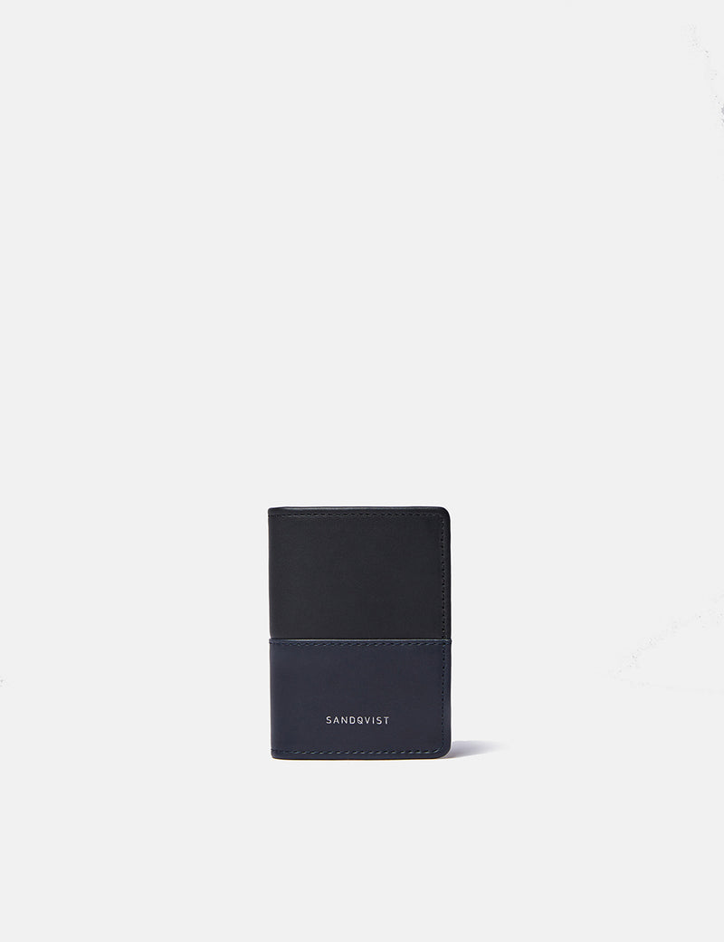 Sandqvist Stellan Card Holder (Leather) - Black/Navy