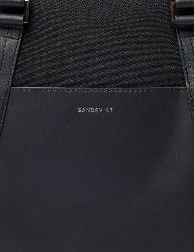 Sandqvist Melker Twill/Leather Briefcase - Black