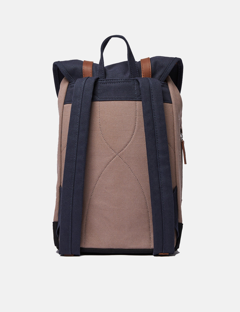 Sandqvist Stig Backpack (Canvas) - Navy Blue/Earth Brown