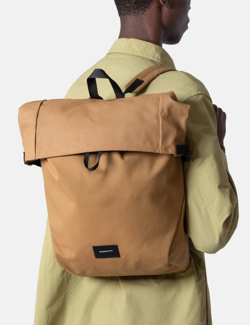 Sandqvist Alfred Rolltop Sac à Dos (Polycoton) - Bronze/Noir