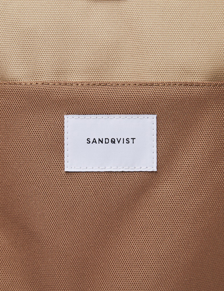 Sandqvist Ilon Rolltop Backpack (Recycled Poly) - Multi Brown/Natural Leather