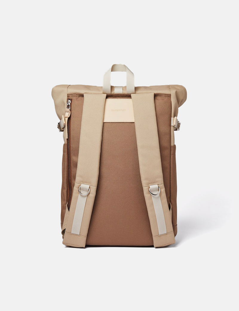 Sandqvist Ilon Rolltop Backpack (Recycled Poly) - Multi Brown/Natural Leather