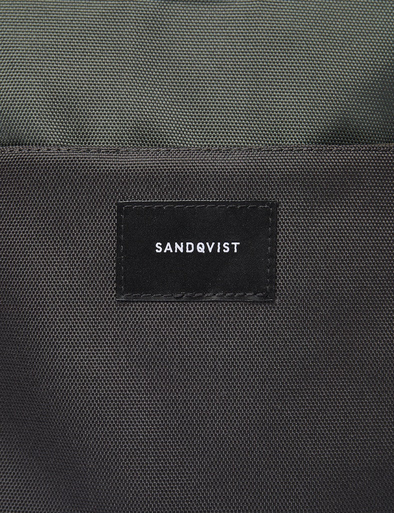 Sandqvist Ilon Rolltop Backpack (Recycled Poly) - Green/Black Leather
