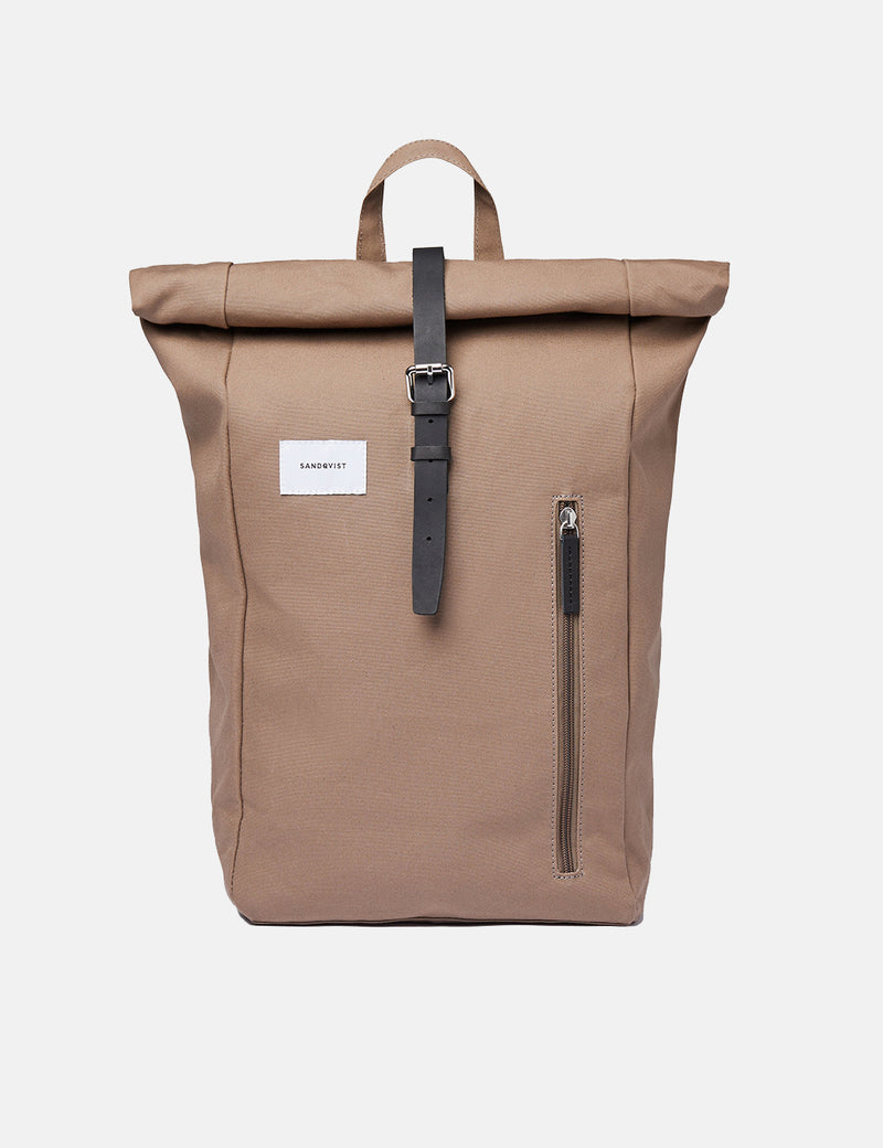 Sandqvist Dante Rolltop Backpack (Polycotton)  - Fossil/Black