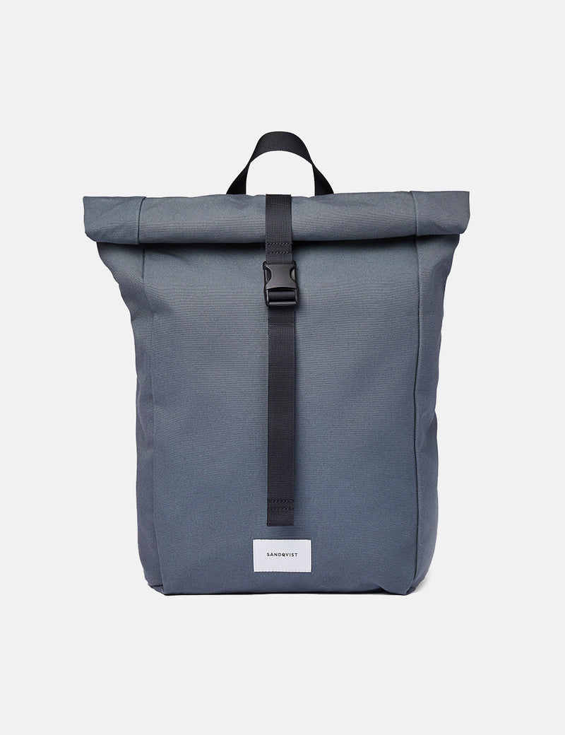 Sandqvist Kaj Rolltop Backpack (Organic/Recycled)  - Dark Slate/Navy Blue