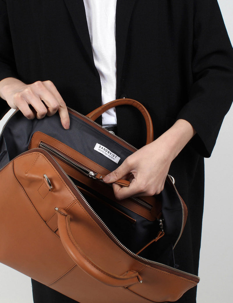 Sandqvist Dustin Briefcase 15" (Leather) - Cognac Brown