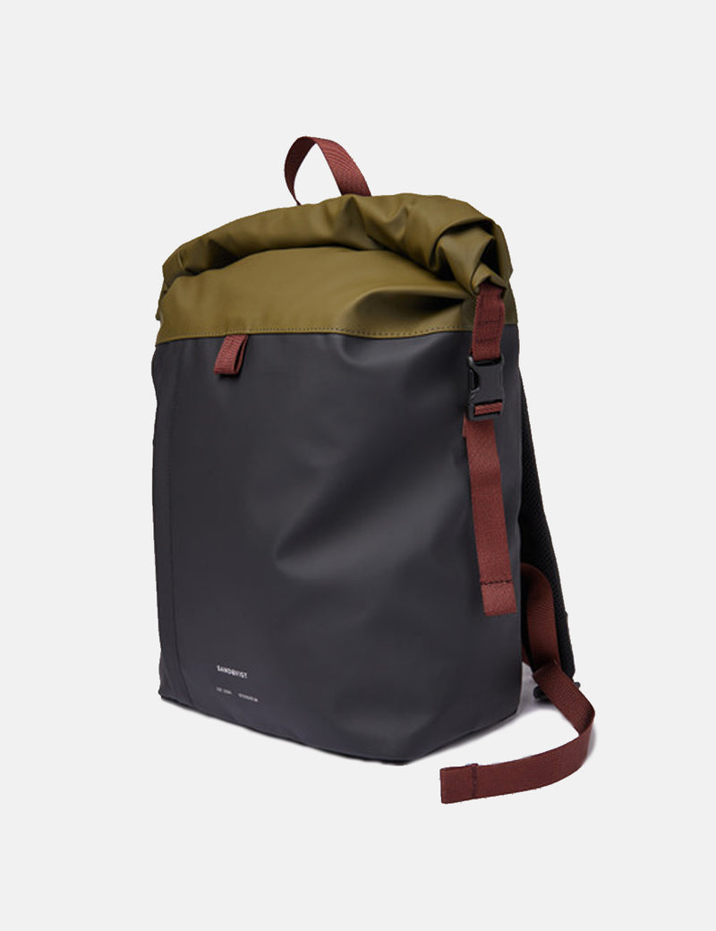 Sandqvist Konrad Backpack - Multi Black/Olive Green