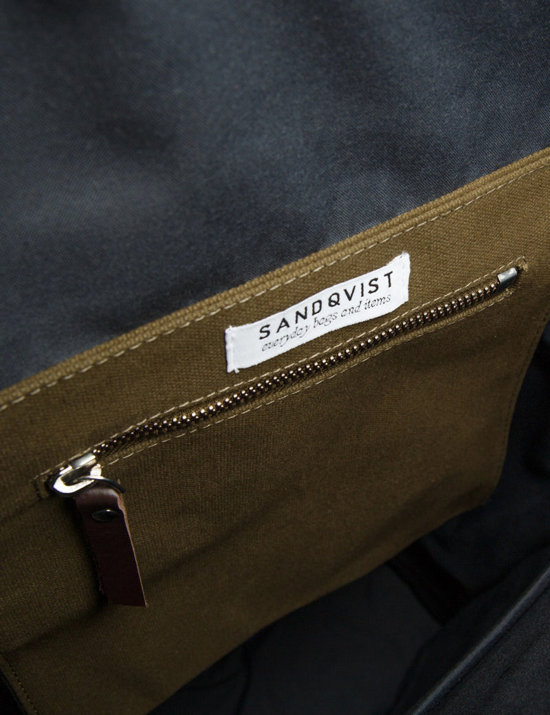 Sandqvist Rolf Rolltop Backpack (Canvas) - Waxed Olive