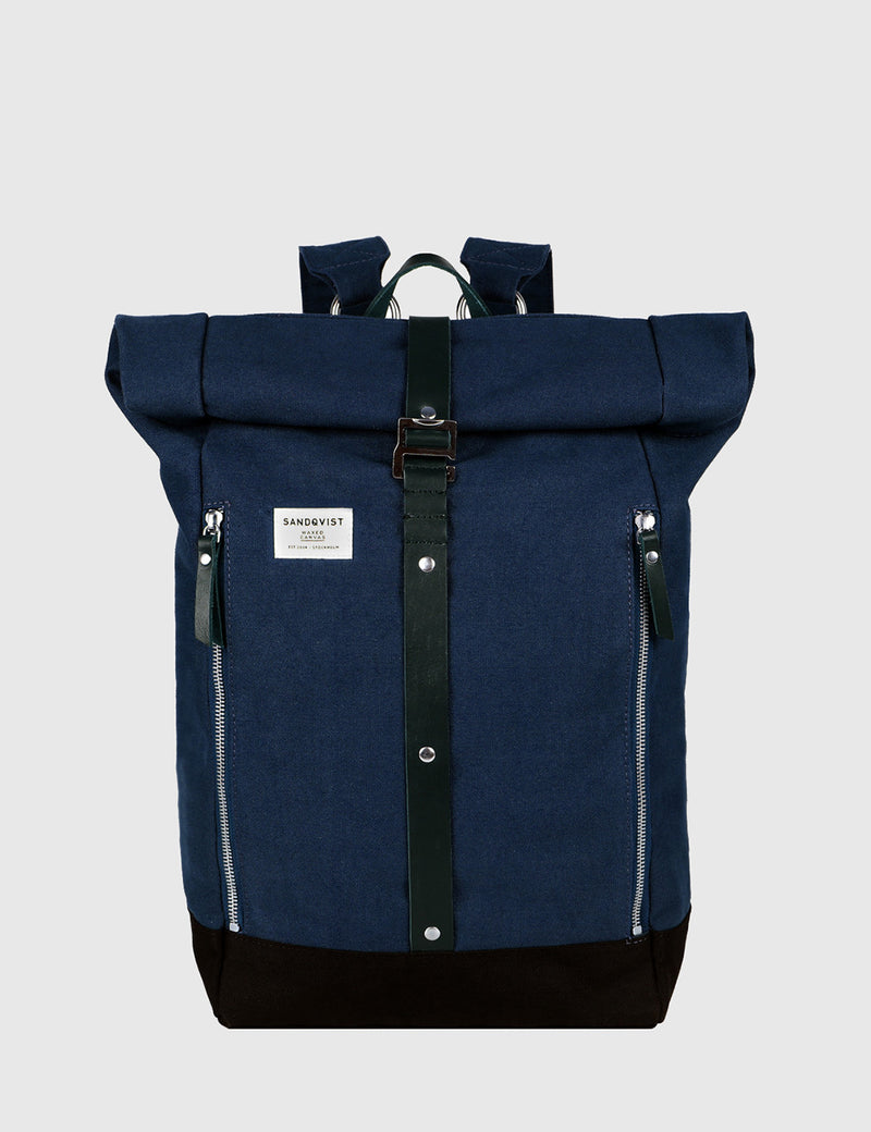 Sandqvist Rolf Rolltop Backpack (Canvas) - Waxed Blue