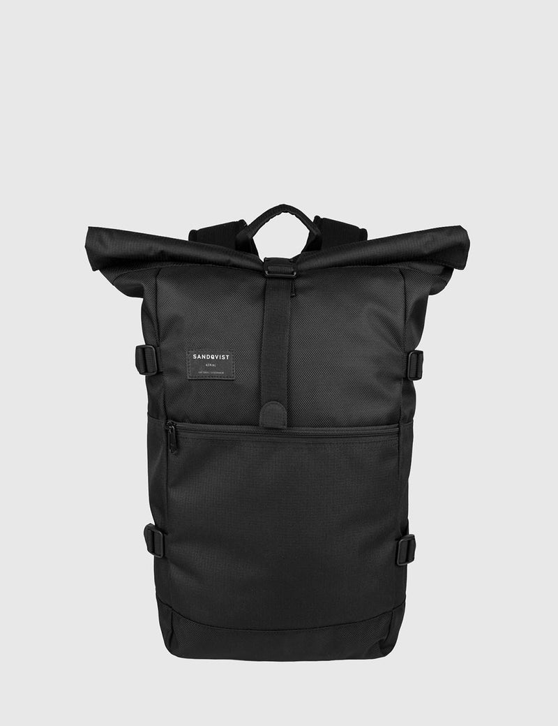 Sandqvist Fabian Roll Top Backpack (Ripstop) - Black