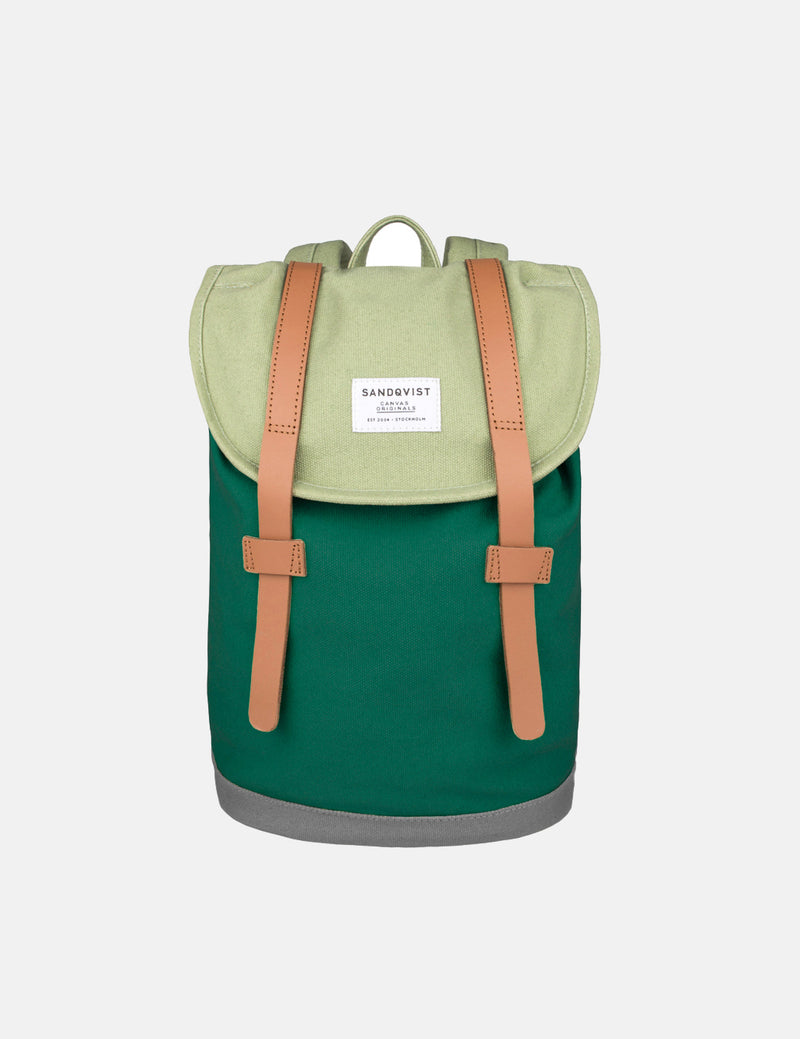 Sandqvist Stig Mini Backpack (Canvas) - Forest Green/Sage