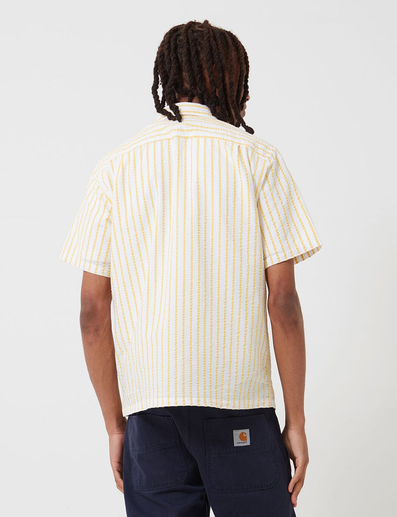 Portugiesisch Flanell Rayures Hemd (Stripe) - Weiß / Gelb
