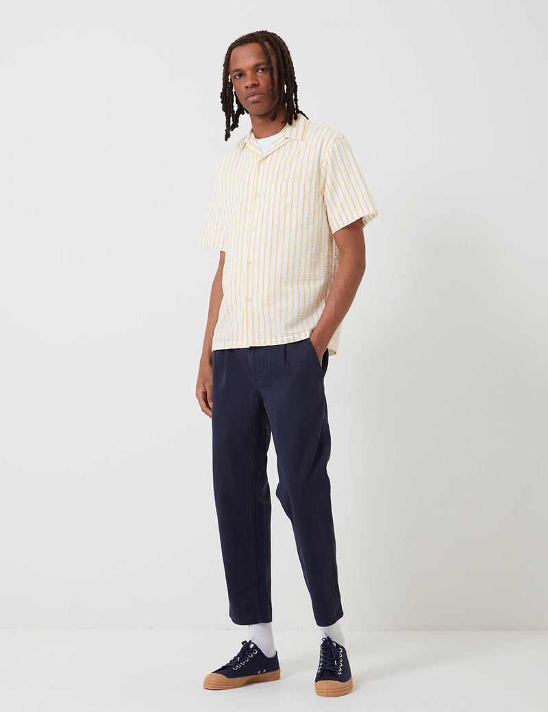 Portuguese Flannel Rayures Shirt (Stripe) - White/Yellow
