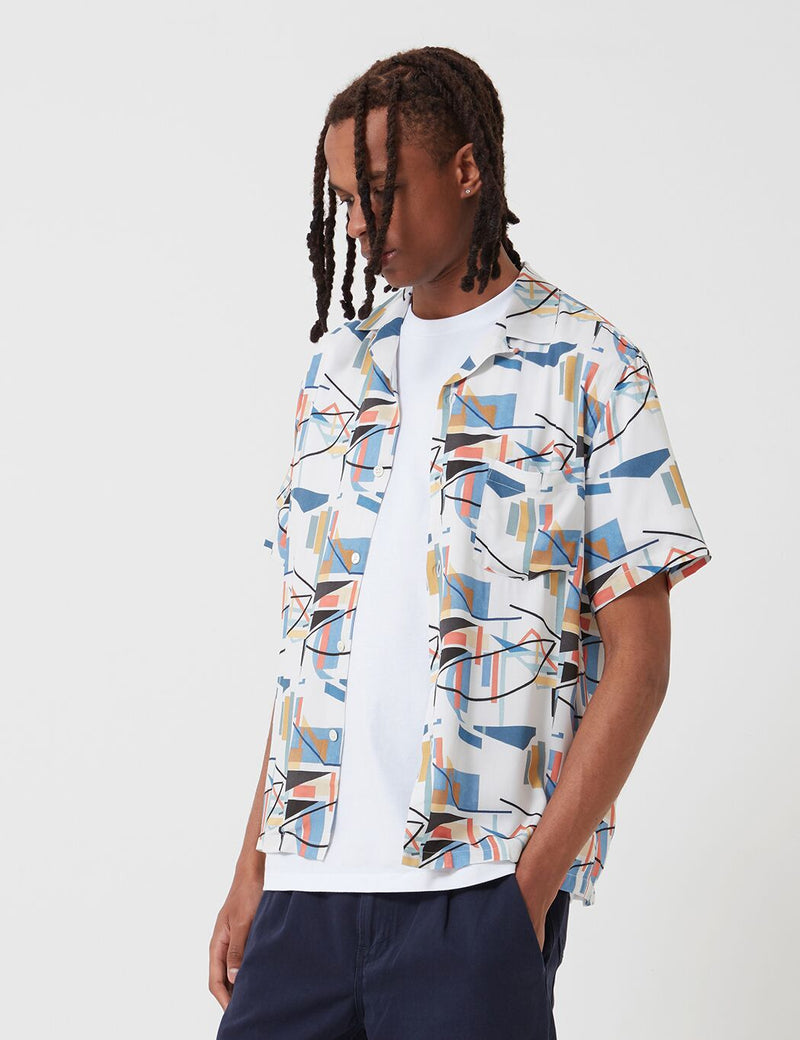 Portuguese Flannel Geometry One Shirt - White/Blue