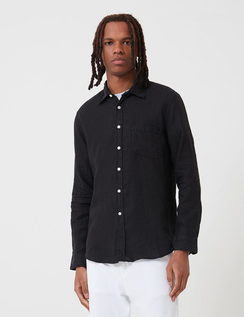 Portuguese Flannel Linen Shirt - Black