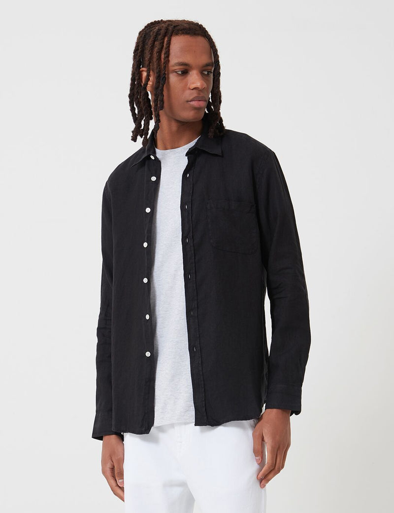 Portuguese Flannel Linen Shirt - Black