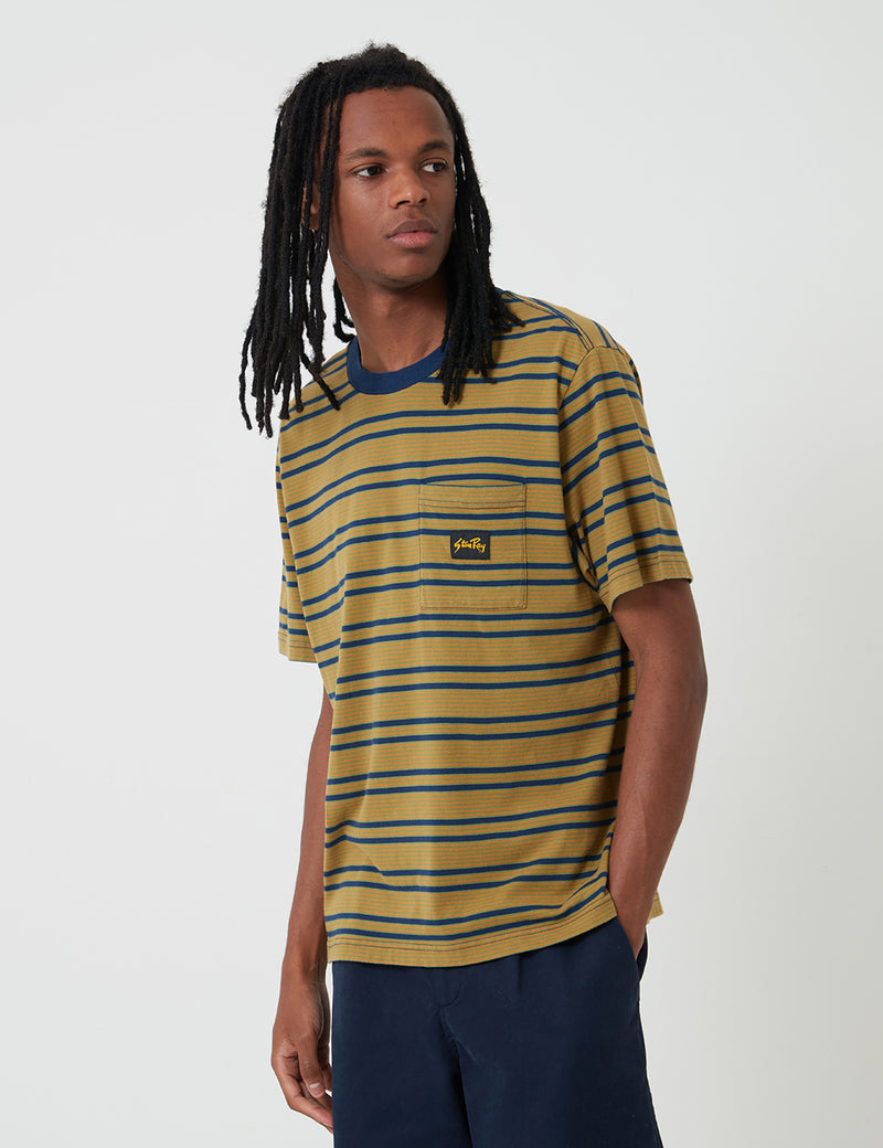 Stan Ray Yarn Dye T-Shirt (Narrow Stripe) - Marine-Blau