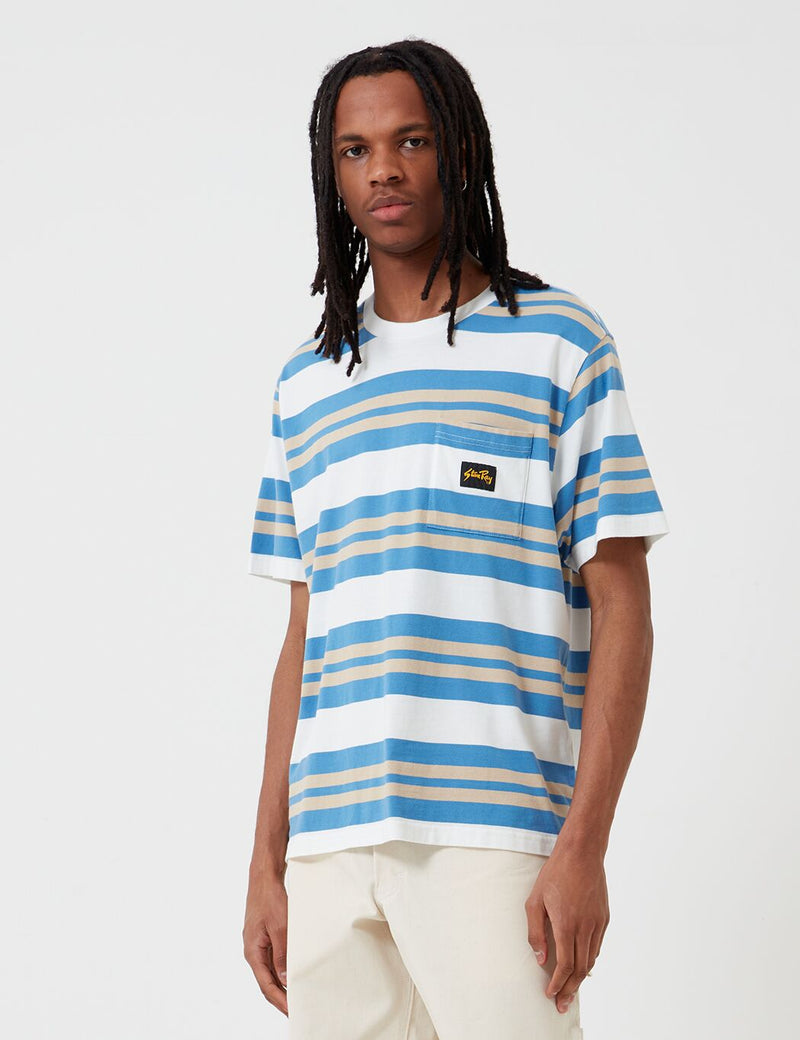 Stan Ray Yarn Dye Stripe Thick T-Shirt-클린 블루