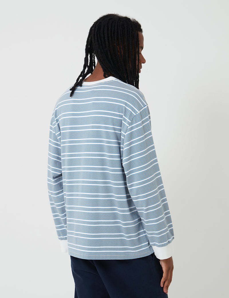 Stan Ray Yarn Dye Long Sleeve T-Shirt (Narrow Stripe) - Clean Blue