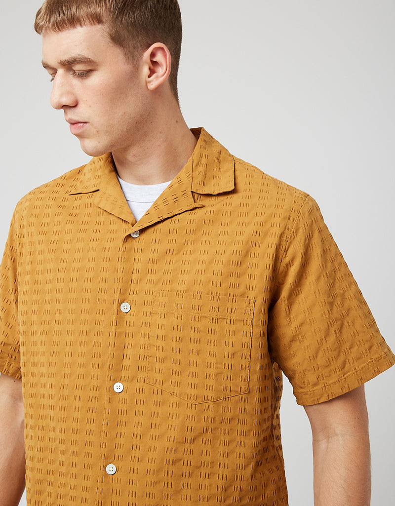 Portuguese Flannel Square Seersucker Shirt - Mustard