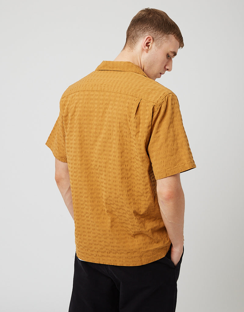 Portuguese Flannel Square Seersucker Shirt - Mustard