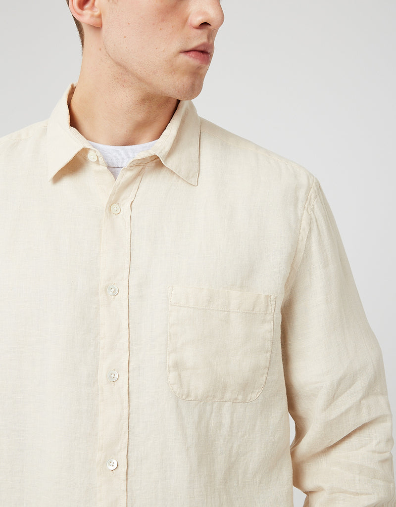 Portuguese Flannel Linen Shirt - Raw Beige