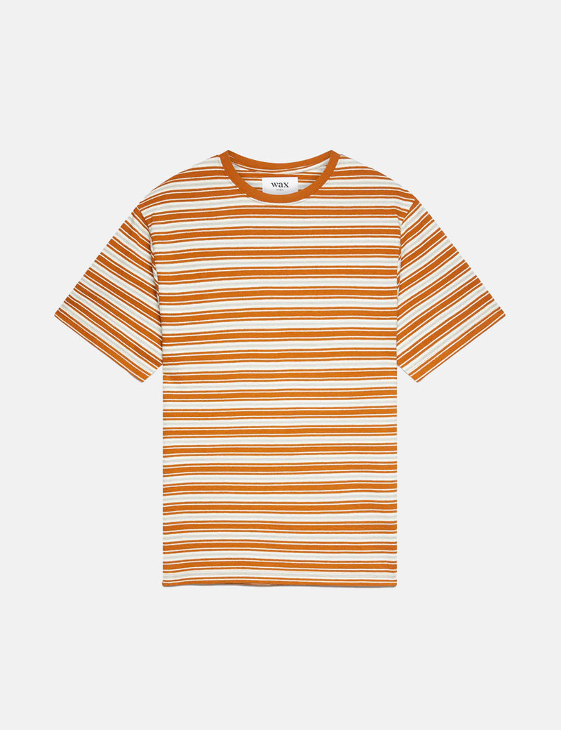 ワックスLondonディーンTシャツ（トレイルストライプ）-オレンジ