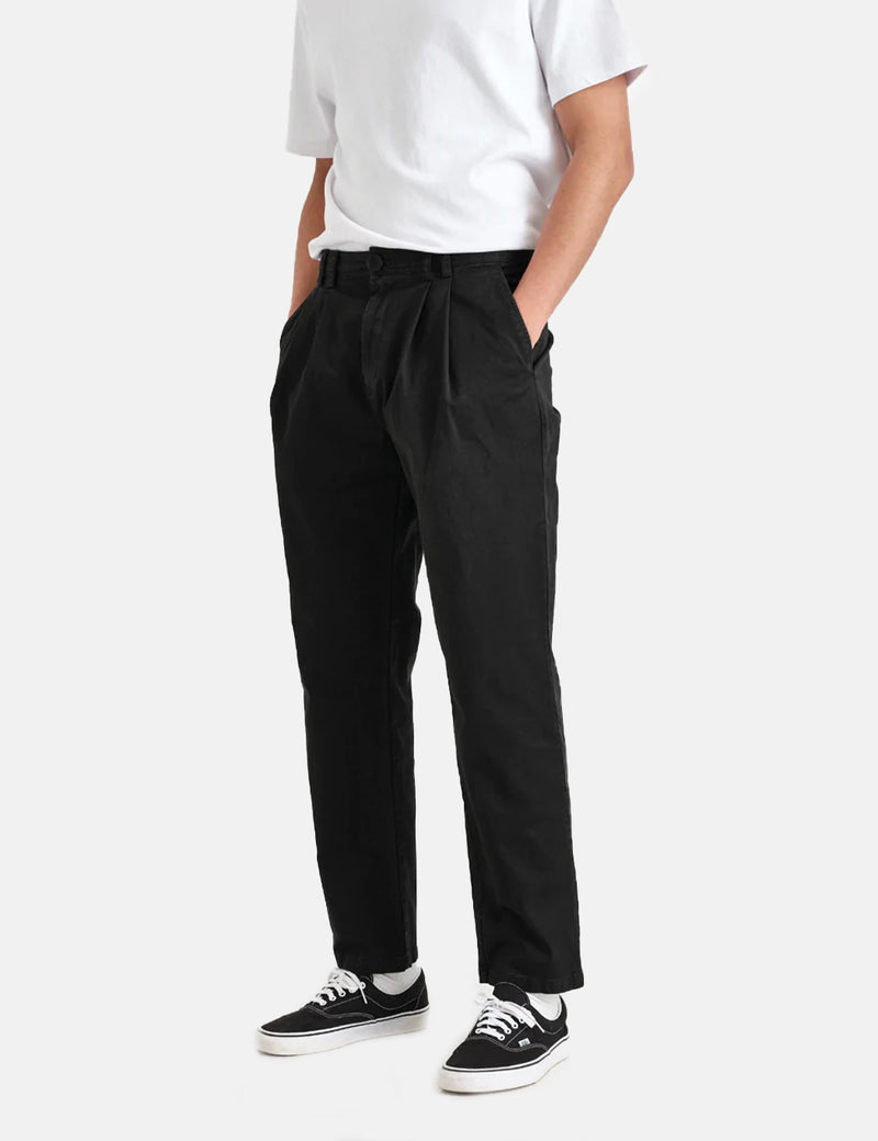 Pantalon Wax London Pleat (Relaxed/Antill) - Noir