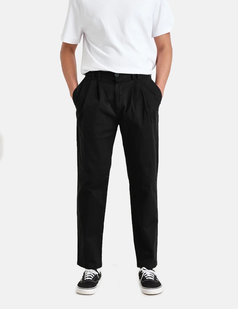 Pantalon Wax London Pleat (Relaxed/Antill) - Noir