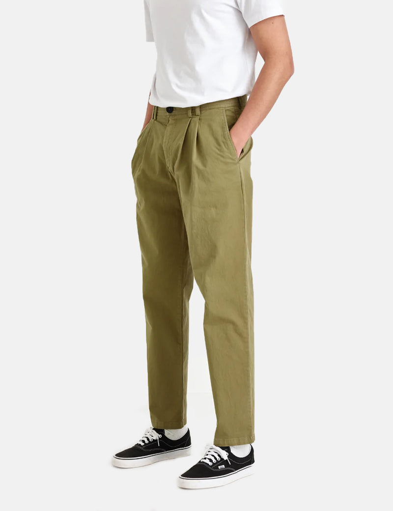 Pantalon Wax London Pleat (Relaxed/Antill) - Vert Kaki