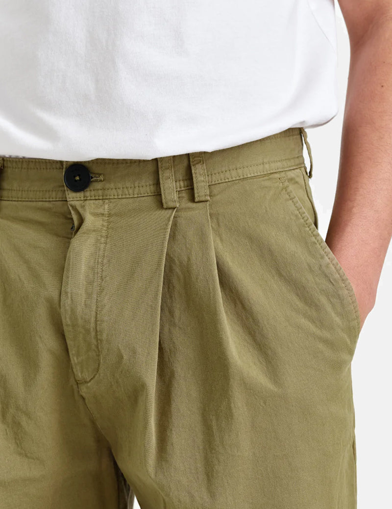 Pantalon Wax London Pleat (Relaxed/Antill) - Vert Kaki