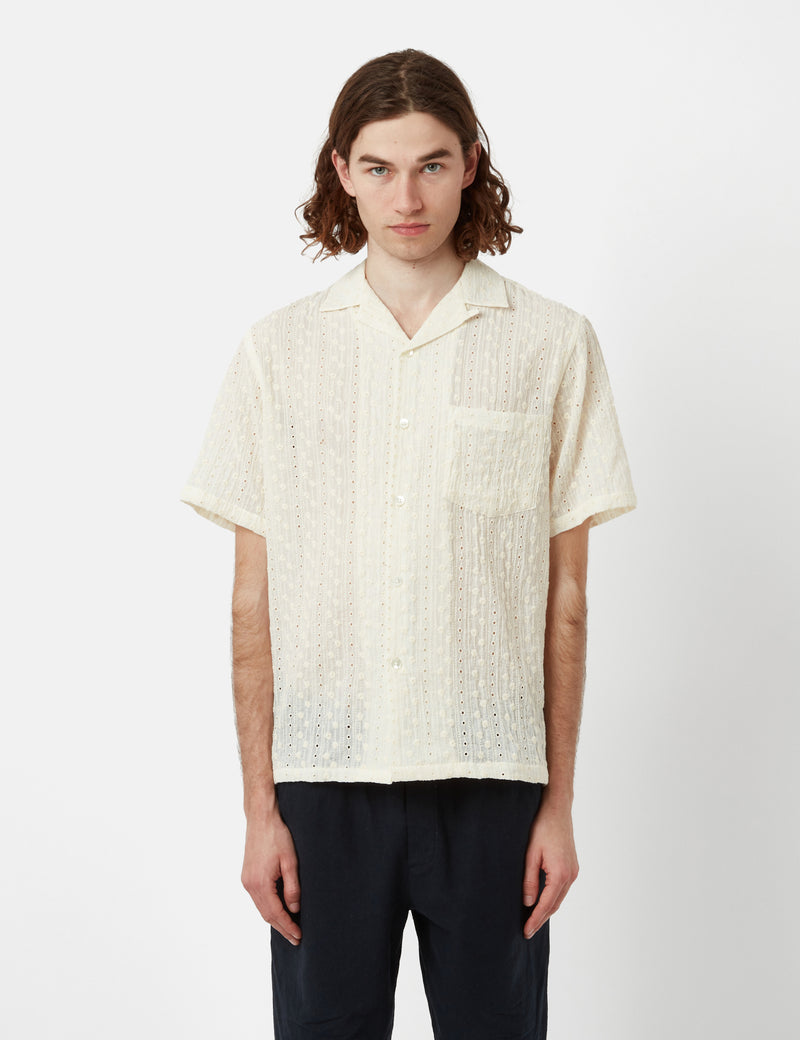 Portuguese Flannel Piros Short Sleeve Shirt - White