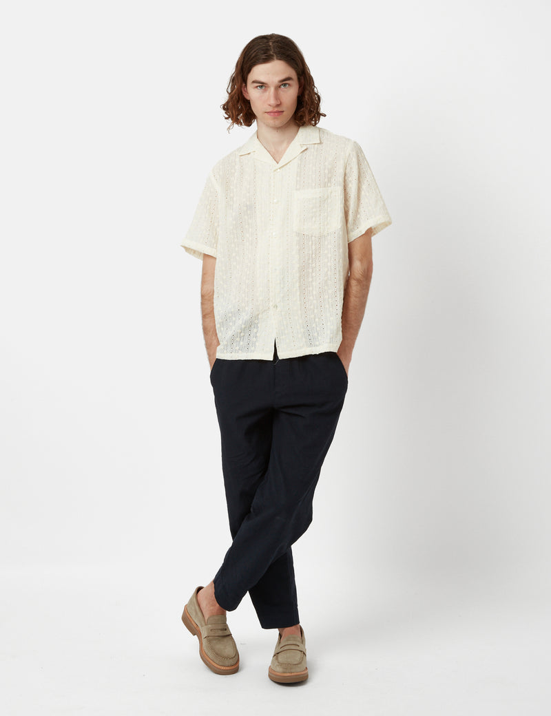 Portuguese Flannel Piros Short Sleeve Shirt - White