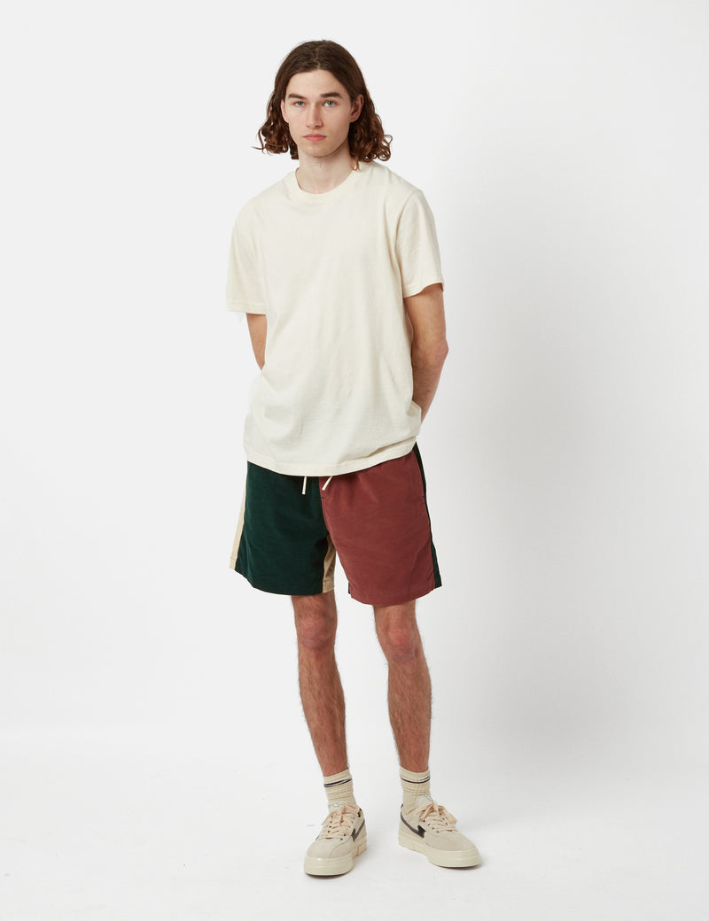 Portuguese Flannel Patchwork Cord Shorts - Green/Blue/Pink