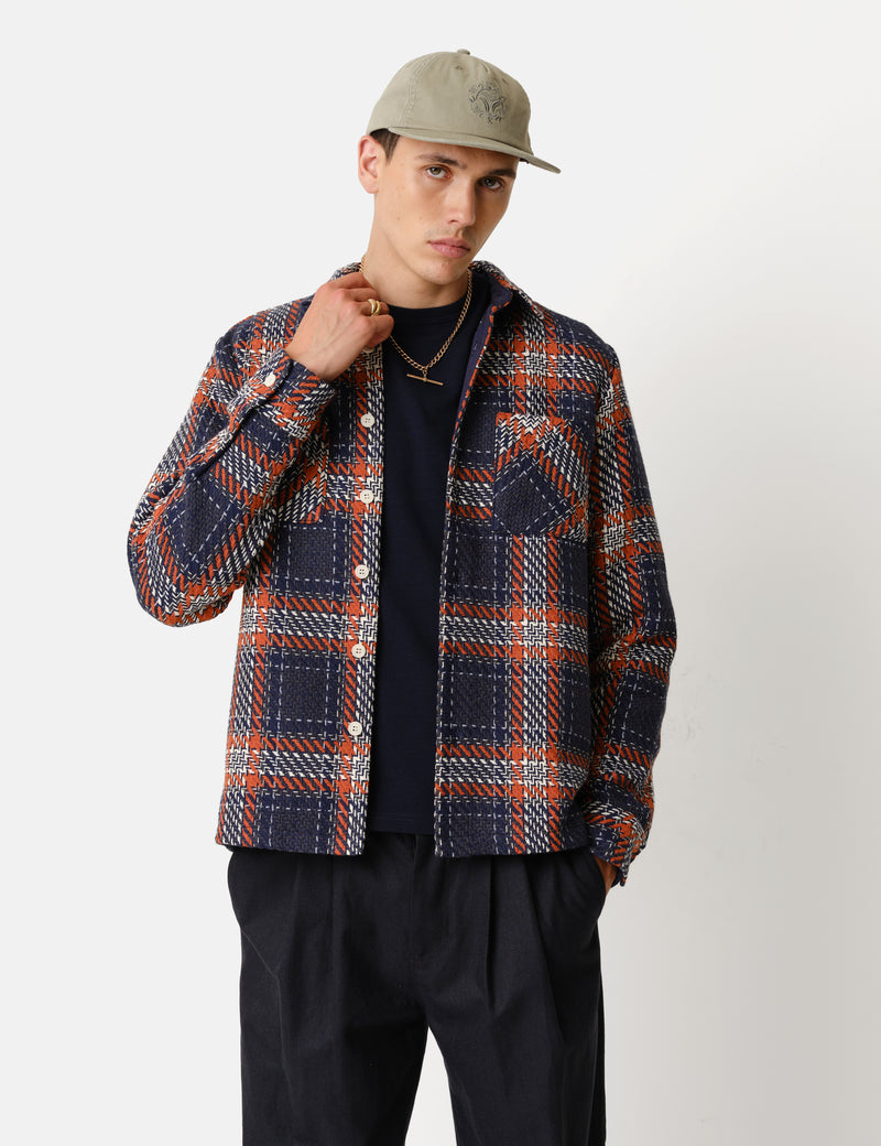 Wax London Wittling-Overshirt (Park) - Navy/Rost