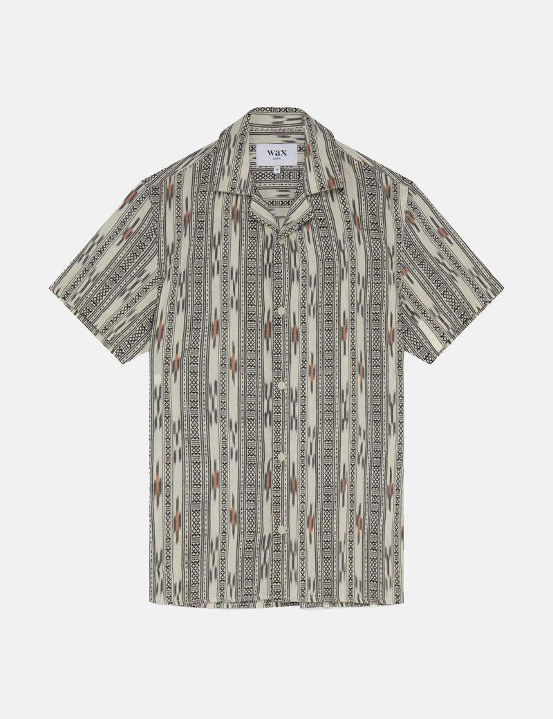 Wax London Didcot Shirt (Aztec Ikat) - Grey/Ecru
