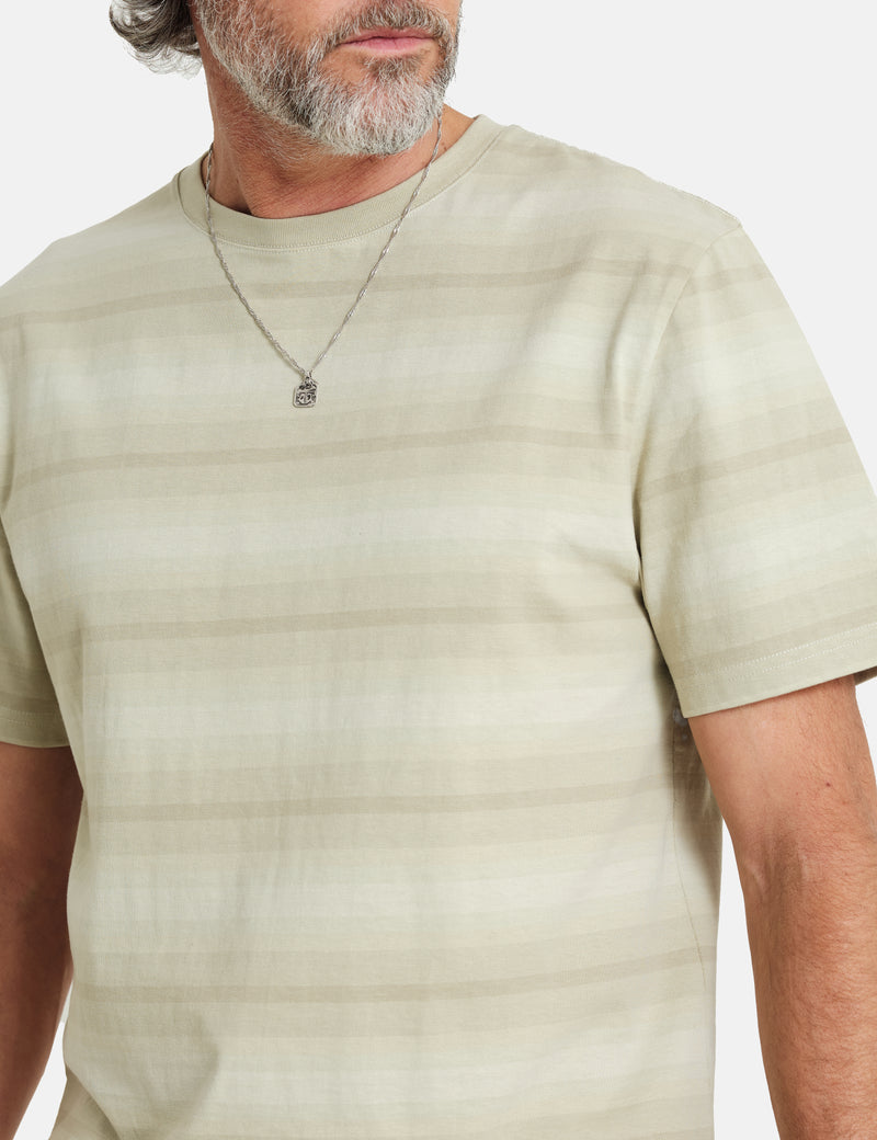 T-Shirt Wax London Dean (Ombre Stripe) - Vert Sauge