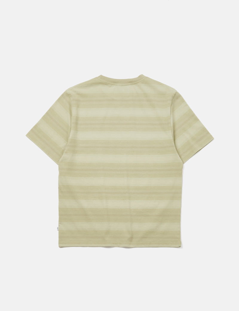 Wax London Dean T-Shirt (Ombre Stripe) - Sage Green