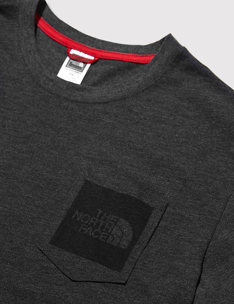 North Face Fine Pocket T-Shirt - Dark Grey Heather