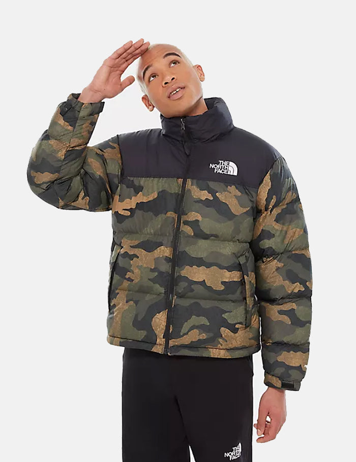 Veste North Face 1996 Retro Nuptse - Camouflage ciré vert olive brûlé