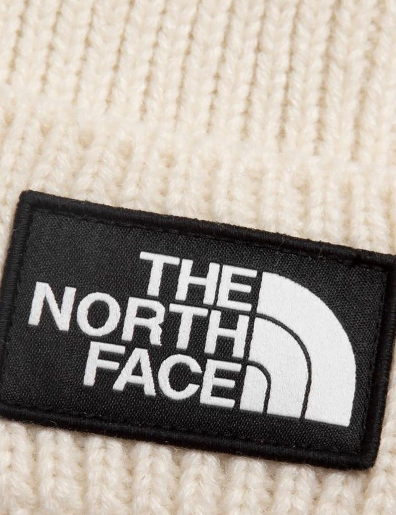 North Face 로고 박스 커프 비니-빈티지 화이트