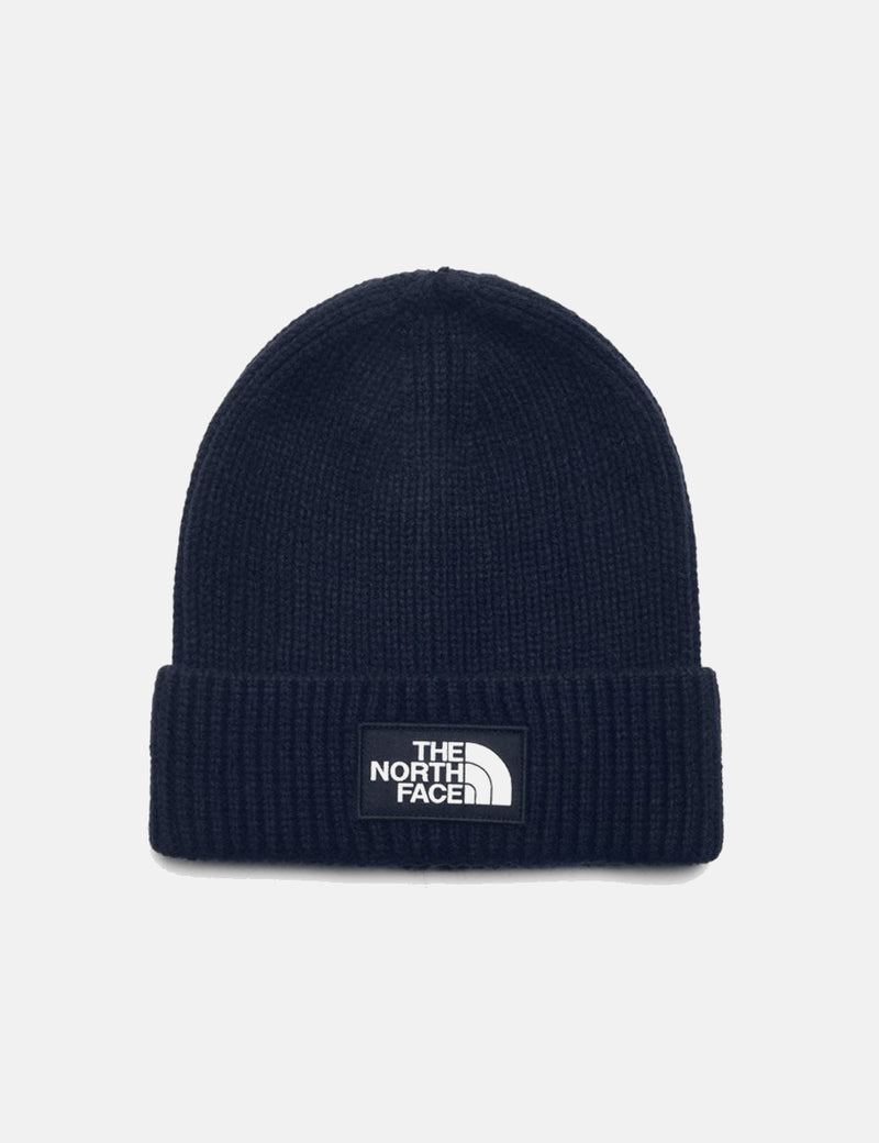 North Face Logo Box Cuff Beanie Hat - Urban Navy Blue