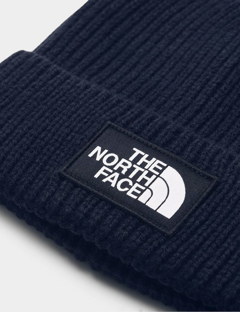 North Face Logo Box Cuff Beanie Hat - Urban Navy Blue