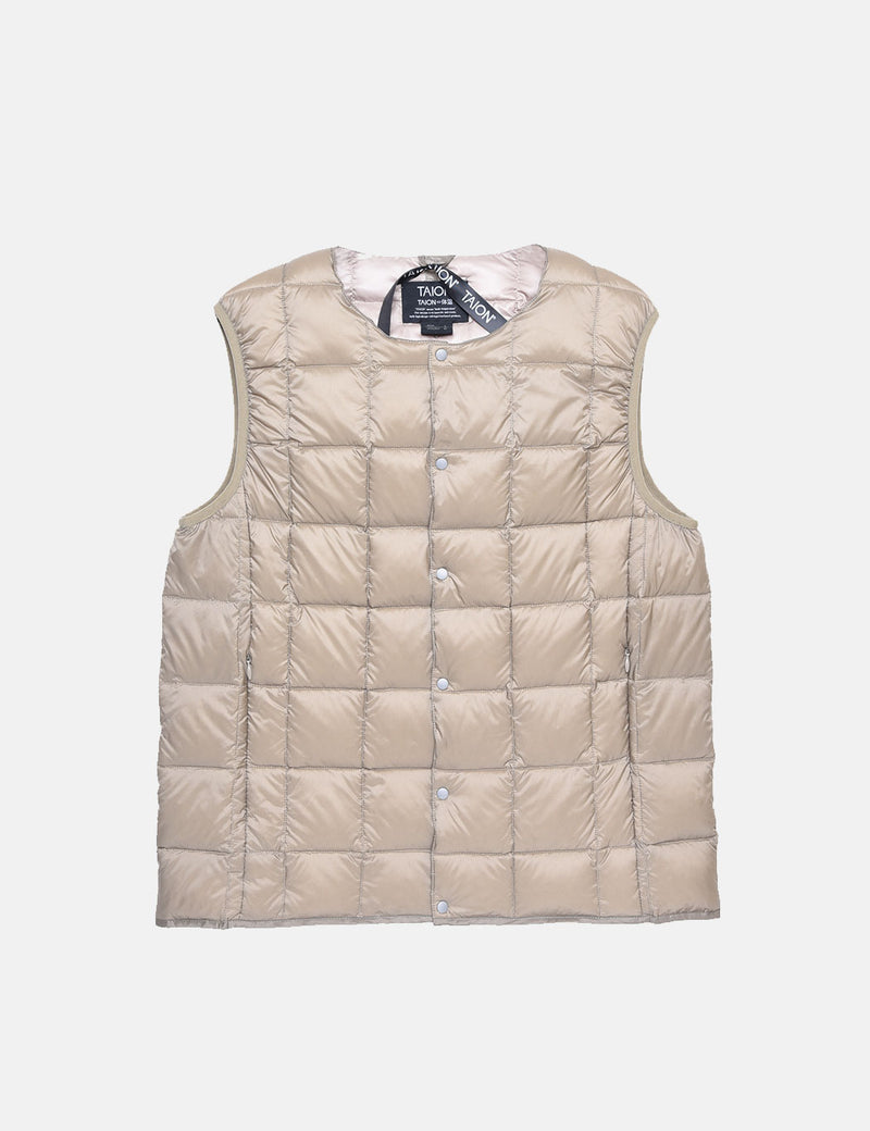 Taion Crew Neck DownVest-カーキ