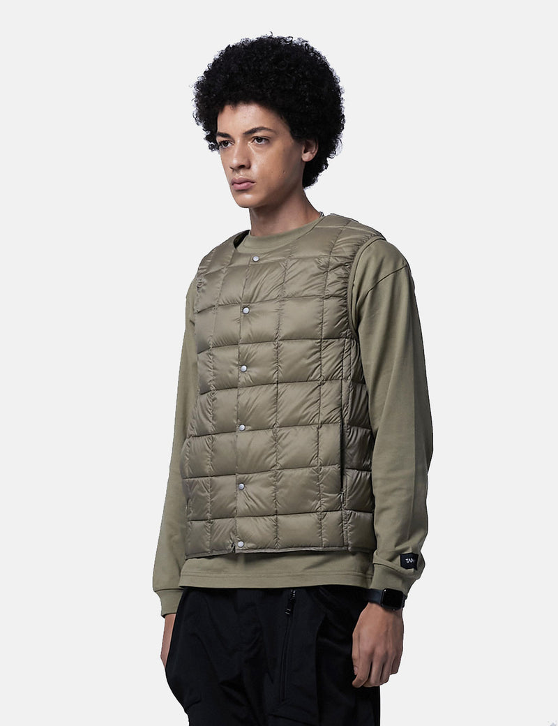 Taion Crew Neck DownVest-カーキ