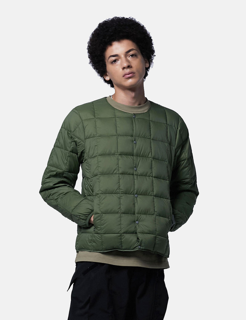 Taion Crew Neck Down Jacket - Olive Green