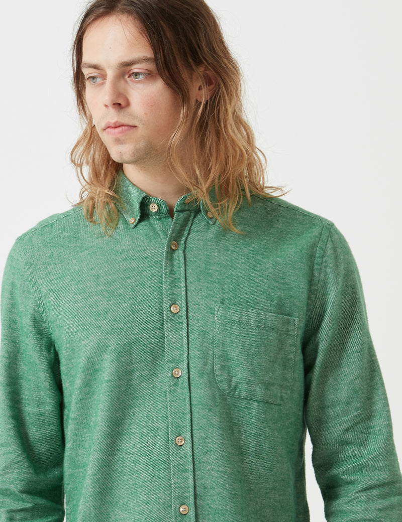 ポルトガルのサマーフランネルテカシャツ-グリーン