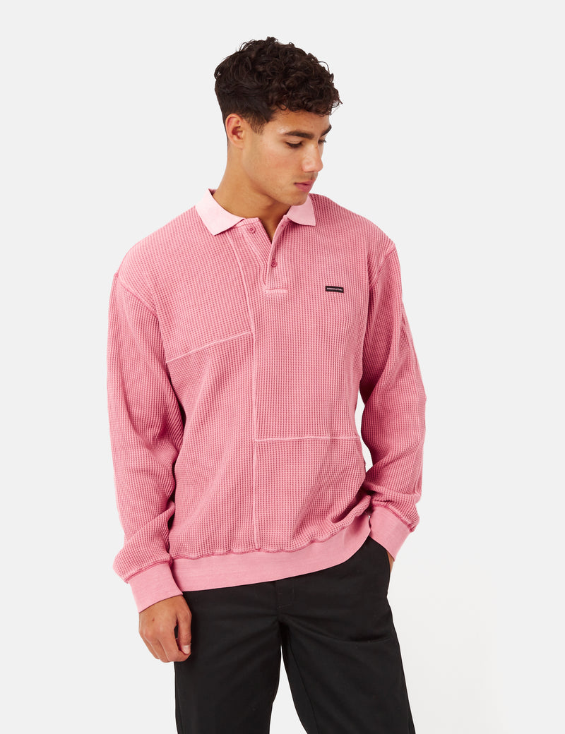 Thisisneverthat Langarm-Poloshirt mit Waffelmuster - Pink